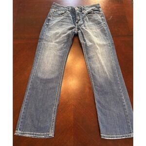 BKE Jake Mens Straight Leg Jeans 32x32 Medium Wash Stretch Denim Buckle